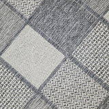 Non Slip Rug for Kitchen Living Room Grey Check Flat Weave Natural Look Durable Area Mat