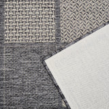 Non Slip Rug for Kitchen Living Room Grey Check Flat Weave Natural Look Durable Area Mat