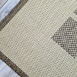 Non-Slip Rug for Kitchen Brown Check Design Flat Weave Natural Look Durable Anti-Slip Area Mat