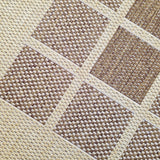 Non-Slip Rug for Kitchen Brown Check Design Flat Weave Natural Look Durable Anti-Slip Area Mat
