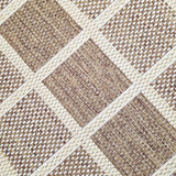 Non-Slip Rug for Kitchen Brown Check Design Flat Weave Natural Look Durable Anti-Slip Area Mat
