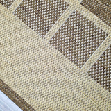 Non-Slip Rug for Kitchen Brown Check Design Flat Weave Natural Look Durable Anti-Slip Area Mat