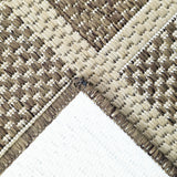 Non-Slip Rug for Kitchen Brown Check Design Flat Weave Natural Look Durable Anti-Slip Area Mat