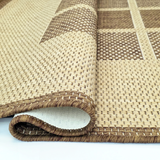 Non-Slip Rug for Kitchen Brown Check Design Flat Weave Natural Look Durable Anti-Slip Area Mat