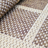 Non-Slip Rug for Kitchen Brown Check Design Flat Weave Natural Look Durable Anti-Slip Area Mat