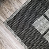 Non-Slip Rug for Kitchen Black Grey Check Design Flat Weave Natural Look Durable Anti-Slip Area Mat or Runner