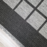 Non-Slip Rug for Kitchen Black Grey Check Design Flat Weave Natural Look Durable Anti-Slip Area Mat or Runner
