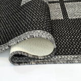 Non-Slip Rug for Kitchen Black Grey Check Design Flat Weave Natural Look Durable Anti-Slip Area Mat or Runner
