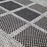 Non-Slip Rug for Kitchen Grey Black Check Design Flat Weave Natural Look Durable Anti-Slip Area Mat