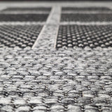 Non-Slip Rug for Kitchen Grey Black Check Design Flat Weave Natural Look Durable Anti-Slip Area Mat