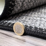 Non-Slip Rug for Kitchen Grey Black Check Design Flat Weave Natural Look Durable Anti-Slip Area Mat