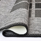 Non-Slip Rug for Kitchen Grey Black Check Design Flat Weave Natural Look Durable Anti-Slip Area Mat