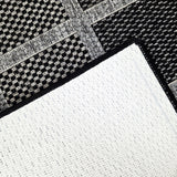 Non-Slip Rug for Kitchen Grey Black Check Design Flat Weave Natural Look Durable Anti-Slip Area Mat