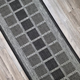 Non-Slip Rug for Kitchen Grey Black Check Design Flat Weave Natural Look Durable Anti-Slip Area Mat
