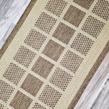 Non-Slip Rug for Kitchen Brown Check Design Flat Weave Natural Look Durable Anti-Slip Area Mat