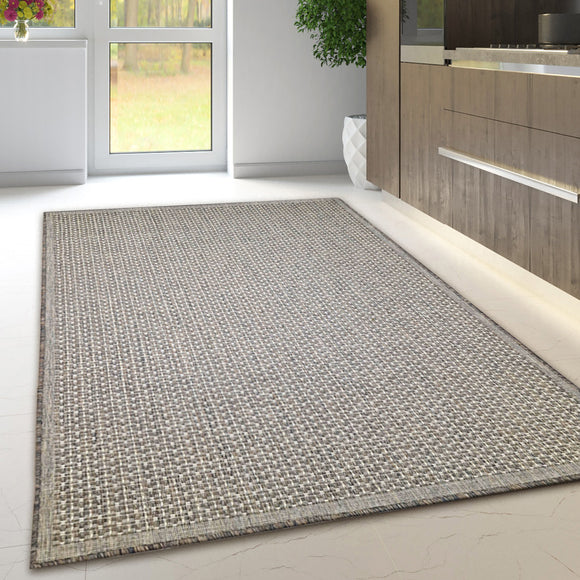 Non Slip Rug for Kitchen Living Room Taupe Brown Plain Flat Weave Natural Look Durable Area Mat