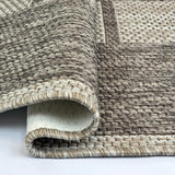 Non-Slip Rug for Kitchen Taupe Brown Check Design Flat Weave Natural Look Durable Anti-Slip Area Mat or Runner