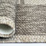 Non-Slip Rug for Kitchen Taupe Brown Check Design Flat Weave Natural Look Durable Anti-Slip Area Mat or Runner