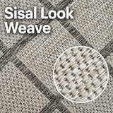 Non-Slip Rug for Kitchen Taupe Brown Check Design Flat Weave Natural Look Durable Anti-Slip Area Mat or Runner