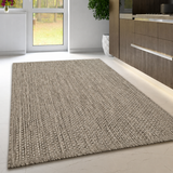 Non Slip Rug for Kitchen Living Room Brown Plain Flat Weave Natural Look Durable Area Mat