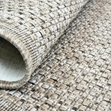 Non Slip Rug for Kitchen Living Room Taupe Brown Plain Flat Weave Natural Look Durable Area Mat