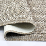Non Slip Rug for Kitchen Living Room Taupe Brown Plain Flat Weave Natural Look Durable Area Mat