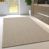Non Slip Rug for Kitchen Living Room Taupe Brown Plain Flat Weave Natural Look Durable Area Mat