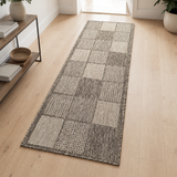 Non Slip Rug for Kitchen Living Room Taupe Brown Check Flat Weave Natural Look Durable Area Mat (Copy)