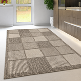 Non Slip Rug for Kitchen Living Room Taupe Brown Check Flat Weave Natural Look Durable Area Mat (Copy)