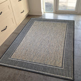 Non Slip Rug for Kitchen Living Room Taupe Brown Border Designs Flat Weave Natural Look Durable Area Mat