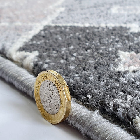 Rug for Living Room Pink Grey Geometric Rug Carpet Mat Small Large Modern Design Woven Soft Floor Mat