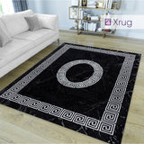 Black Marble Rug White Greek Border Living Room Bedrom Carpet Mat Woven Area Rugs Extra Large Small