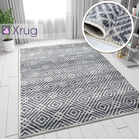 Cream and Grey Rug Aztec Patterned Woven Soft Carpet Small Large Bedroom Living Room Rug Floor Area Mat