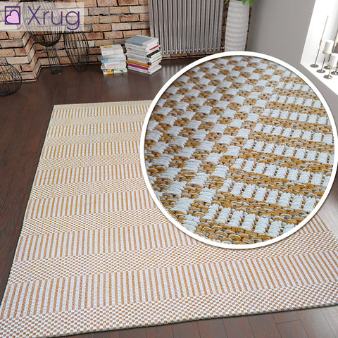 Cotton Rugs Small Extra Large Runners Mustard Yellow Cream White Washable Flat Weave Carpets Striped Woven Area Mats