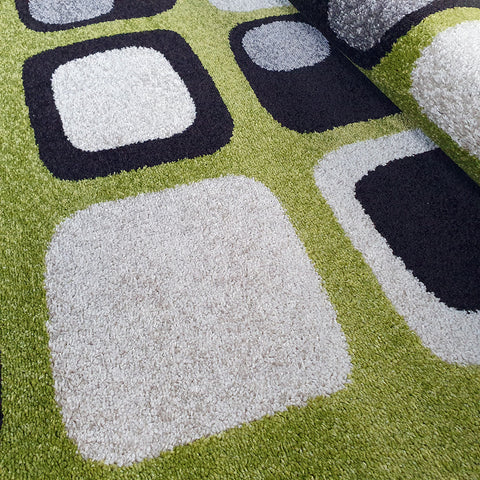 Olive Green Rug Modern Cubic Style Carpet for Living Room Bedroom Large Green Rugs