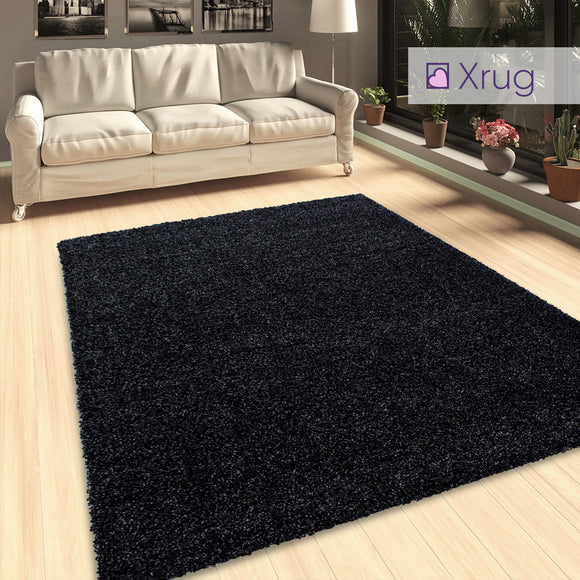 Anthracite Shaggy Rug Dark Grey Deep Pile Fluffy Rugs Round Circle Extra Large Small for Living Room Bedroom