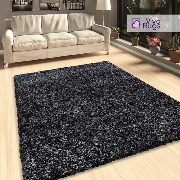 Grey Shaggy Rug Thick Pile Fluffy Carpet Extra Large Small Living Room Bedroom Long Pile Carpet