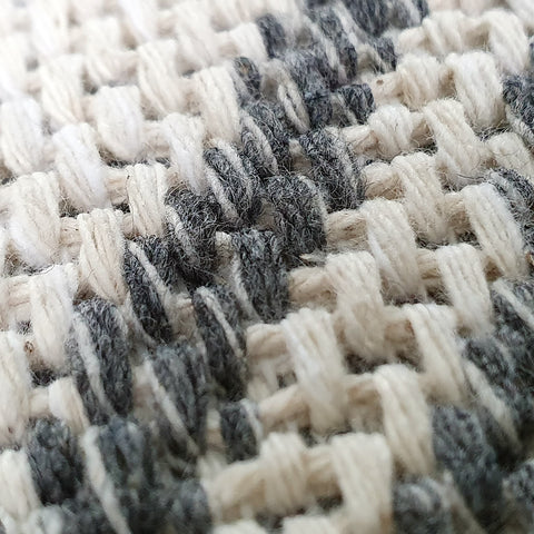 Cream Diamond Rug Woven Grey Patterned Carpet 100% Cotton Washable Rug Runner