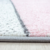 Blush Pink Grey Rug Pastel Geometric Carpet Large Small Living Room Bedroom Area Mat