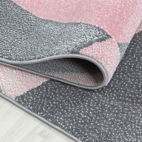 Blush Pink Grey Geometric Rug Modern Contemporary Carpet for Living Room Woven Mat Large Small