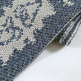 Flat Weave Rug Navy Blue Natural Cotton Carpet Runner Washable Living Room Bedrom Mat