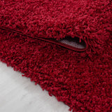 Shaggy Rug Red Fluffy Long Pile Mat New Modern Small Large Bedroom Plain Carpets