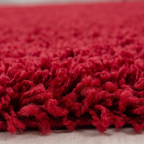 Shaggy Rug Red Fluffy Long Pile Mat New Modern Small Large Bedroom Plain Carpets