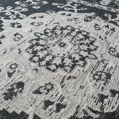 100% Cotton Rug Black Grey Vintage Oriental Pattern Large Small Carpet Mat