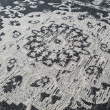 Cotton Washable Rugs Black Grey Oriental Patterned Carpet Large Small Runner Living Room Bedroom Woven Area Mat