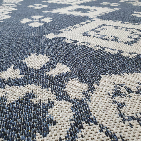 Living Room Rug Navy Blue Grey Dimaond Woven Cotton Washable Carpet Mat Runner