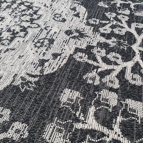 Black Vintage Rug Cotton Natural Washable Living Room Bedroom Carpet Flat Weave Mat 