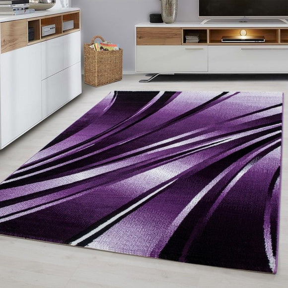 Modern Rug Designer Black and Purple Abstract Pattern Carpet Bedroom Hallway Mat