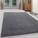 Grey Rug Modern Monochrome Plain Bedroom Floor Carpet Small Large Woven Hallway Runner Mat for Living Room Lounge