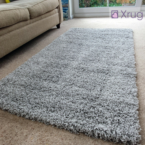 Silver Rugs Grey Shuggy Rug Soft Fluffy Carpet Long Pile Living Room Bedroom Mat